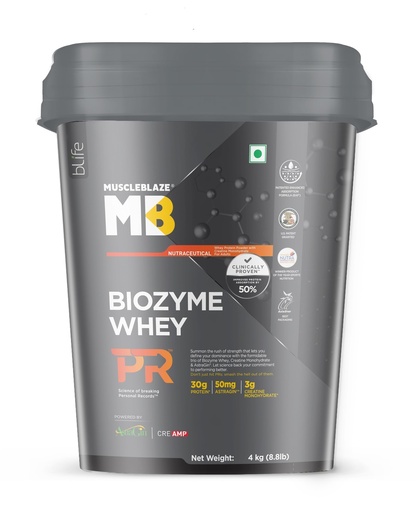 [BRSREAY7AB4GE3Y4] MuscleBlaze Biozyme Whey PR Protein Powder, 4kg (8.8lbs)