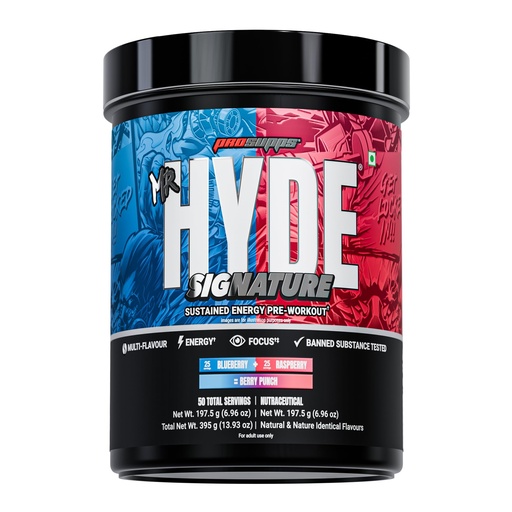 [BRSRYZAQOUFG23T6] ProSupps Mr Hyde Pre Workout, Berry Punch, 3 Flavours in 1, 50 Servings
