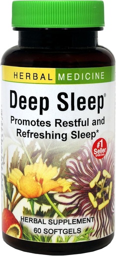 [BRSWIYYMAAIRCETK] Herbs Etc. Deep Sleep Softgels - Herbal Sleep Support Supplement - Rest & Calming Support with Passionflower, Chamomile & Lemon Balm - 60 Softgels (60 Servings)