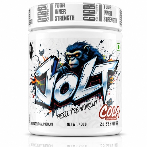 [BRSW2CAQB56G2FDD] GIBBON JOLT Fierce Pre-Workout 400g | 7000mg Citrulline, 5400mg Beta-Alanine, 300mg Caffeine, 1000mg Taurine | Zero Sugar, 25 Servings, Vegetarian, Gluten Free | Cola Flavour