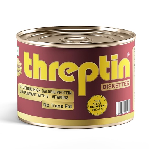 [BRSWKGIAOYEAKGT6] THREPTIN Diskettes Protein Biscuit High-Calorie Supplement with B-Vitamins Tin Pack – 275 gm (Chocolate)