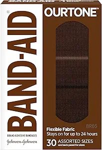 [BRSWYAIBBANBQ3LX] Band-Aid Brand Ourtone Adhesive Bandages, Flexible Protection & Care of Minor Cuts & Scrapes, Quilt-Aid Pad for Painful Wounds, BR65, Assorted Sizes, 30 ct