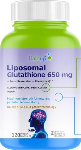 [BRSREHADCIOR4FA2] Haleup USA 99% Glutathione with Resveratrol| For Healthy Ageing | Autophagy| Cell Renewal | Immunity| Skin and Hair | Cognitive Support (1 Pack X 120s count)
