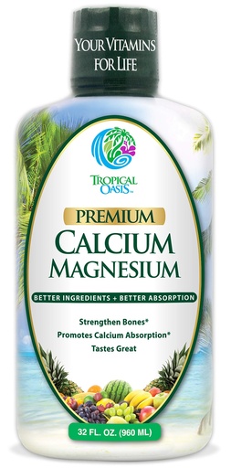 [BRSWKYYBDEOWKYLE] Tropical Oasis Liquid Calcium Magnesium - Natural Formula w/Support for Strong Bones - Liquid Vitamins w/Calcium, Magnesium & Vitamin D - up to 96% Absorption by The Body. - 32oz, 64 Serv.