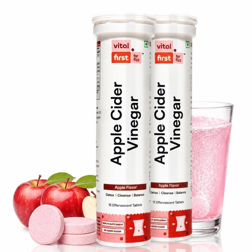 [BRSRGBADAEIBGD3V] Apple Cider Vinegar Effervescent Tablet with Mother 1500Mg | ACV | Effervescent Tablets For Metabolism,Detox, Weight Management | Apple Flavour | No Added Sugar | (30 Tablets)