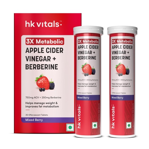 [BRSRGBACABYRMHTD] hk vitals Apple Cider Vinegar 750mg + Berberine 250mg, 30 Effervescent