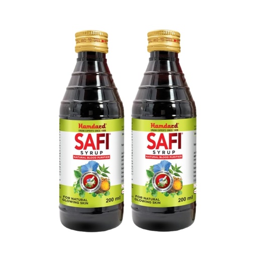 [BRSWKGQCDMPGCCL2] Hamdard Safi Blood Purifier Syrup for Healthy & Glowing Skin | 100% Pure | Clears Stomach and Improves Liver Function | 200ml | Pack of 2