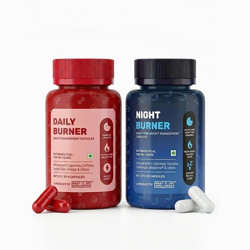 [BRSRGBD5C4BQ2E33] What’s Up Wellness Daily + Night Burner Combo | 24-Hour Weight Management | Burn Fat Day & Night | Craving Control & Sleep Support