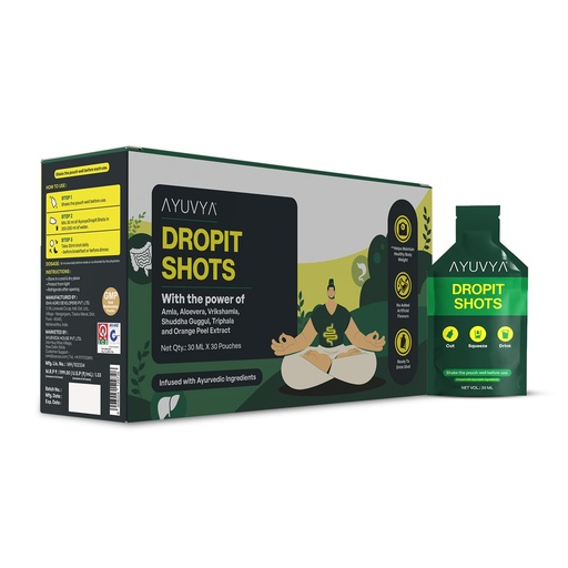 [BRSRYFILOAIGADQ4] Ayuvya Dropit Shots | Ayurvedic Weight Loss Shots with Garcinia, Triphala, Amla & Shuddha Guggul | Manages Belly Fat, Bloating & Cravings | Boosts Metabolism | 5 in 1 Fat Loss Formula | For Men & Women | 30 Pre-Measured Shots