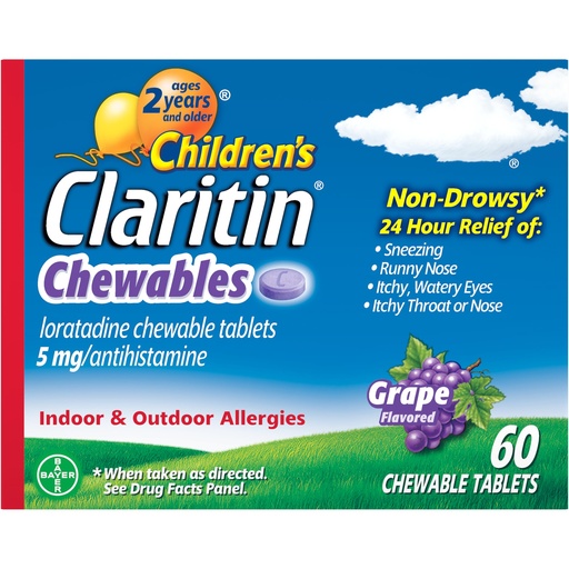 [BRSWYEIPBYIGYG3P] Children's Claritin Chewables 24 HR Children Allergy Medicine, Grape, 60 Count