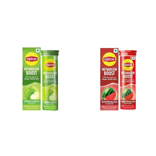 [BRSRGCY2BB6RA2DF] Lipton Metabolism Boost with 150mg Green Tea Catechins and 50mg ACV (Apple Cider Vinegar) | For Weight Loss & Fat Burn | Zero Calories | 16N Effervescent Tablets | Green Apple Flavour|Lipton