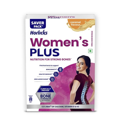 [BRSWIAQRCJ6AGF34] Horlicks Women's Plus Caramel Nutrition Drink 400 g Refill Pack, Nutrition for strong Bones with 100% daily Calcium & Vitamin D - No Added Sugar