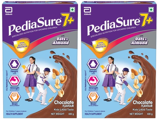 [BRSROHT2CN6BUAIZ] Pediasure 7+ Specialized Nutrition Drink Powder 400g, Premium Chocolate Flavour, Scientifically Designed Nutrition for Growing Children, Supports Height Gain, Muscle Strength &Brain Development