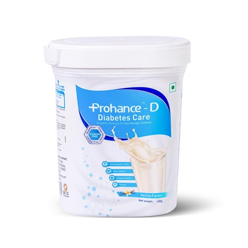 [BRSWGGQ2A55QEFI6] Prohance D Diabetic Nutritional Vanilla Drink - 400g | Helps Manage Blood Sugar Levels | Contains Dietary Fiber | Protein & Vitamins | Supports Weight Management & Heart Health