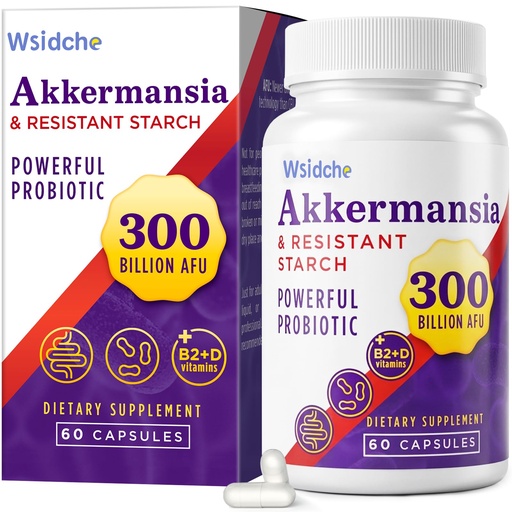 [BRSROBA7CIGRYH3P] 300 Billion AFU Akkermansia Probiotic | supplement for Women & Men, Akkermansia Muciniphila for Akkermansia, Digestive, Gut, Immune, Enhances Gut Digestive Lining function, Akka Superbiotics - 60 Caps
