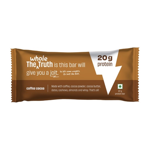 [BRSRMBAFC4IRSCLD] The Whole Truth - High Protein Coffee Cocoa 20g Protein Bar - Pack of 5 x 67g each - No Preservatives - No Artificial Flavours - All Natural