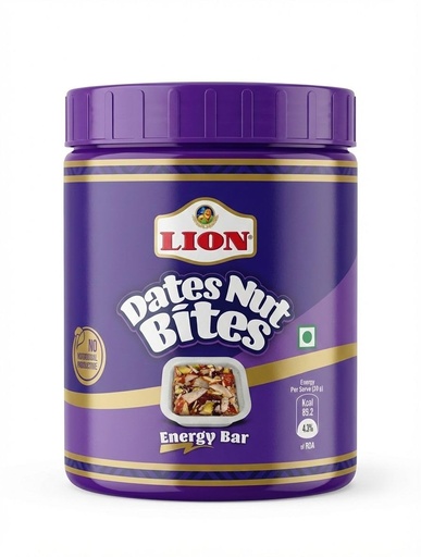 [BRSREAD3PIHBS2Q4] Lion Dates Nut Bites, 10 Pieces (200g | 20g Each) - Date bites, Barfi Made with Dates Energy Bar with Dates, Almonds, Cashews | No Added Sugar & Protein-Rich Snack for Natural Energy , Dry Fruits Nuts, Healthy Snacks Sweets (12 Pieces)