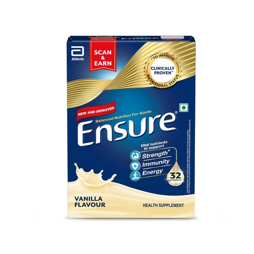 [BRSW2BQLPIBR6DLK] Ensure No 1 Nutritional Supplement Drink in the world 32 nutrients High Protein,Calcium,Vit D, Vanilla 400g/375g, Wt may vary