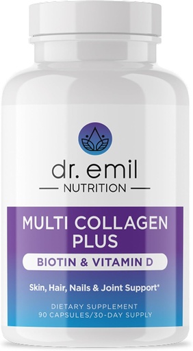 [BRSW2BQZCR7AOAD2] DR. EMIL NUTRITION Multi Collagen Peptides Plus Biotin and Vitamin D - Biotin and Collagen Supplements for Hair Skin and Nails - Biotin Pills for Hair Growth