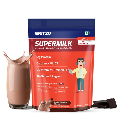 [BRSW2ZYHPJ5BA3LH] Gritzo SuperMilk Growth (13+ Boy), Double Chocolate, 800g