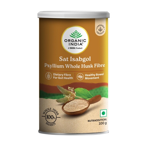 [BRSWIGAAO4PBOHTC] A TATA Product - Organic India Sat Isabgol Psyllium Whole Husk Powder - 100g, With Dietary Fiber, Supports Heart Health & Digestive System, Gluten Free, Non-GMO Project Verified, NPOP & USDA Certified
