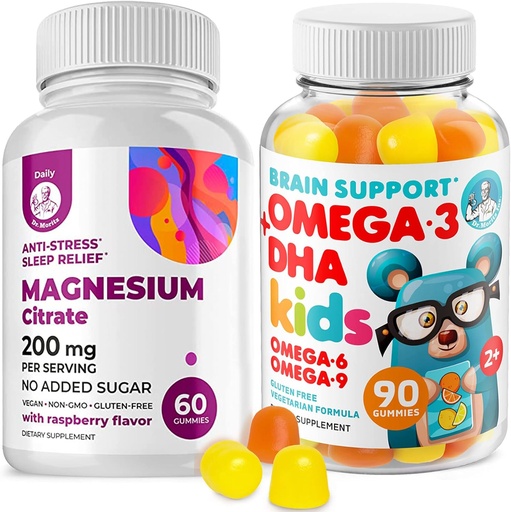 [BRSRMBIBOYHGCEQ4] Omega3 Gummies for Kids with Omega 6&9 and Magnesium Gummies - DHA Children Brain Supplement for Heart and Vision Support – No Fish Oil and Gluten Free Immune Health with Sugar-Free Magnesium