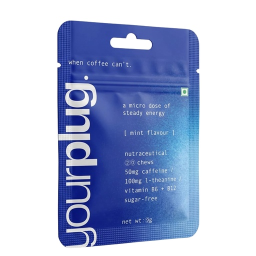 [BRSRGBLRAB6QMFDL] YOURPLUG Energy & Focus Chews (Mint Flavor) | Caffeine Boost + L-Theanine + B6 & B12 | Clean Energy & Calm Focus | Sugar & Aspartame Free | 20 Count