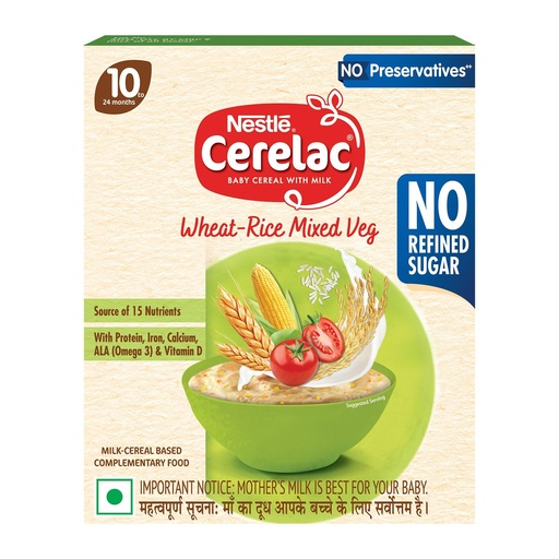 [BRSRAAIKAAHWGFDK] Nestlé CERELAC Baby Cereal, Wheat Rice Mixed Veg, STG-3, 300g
