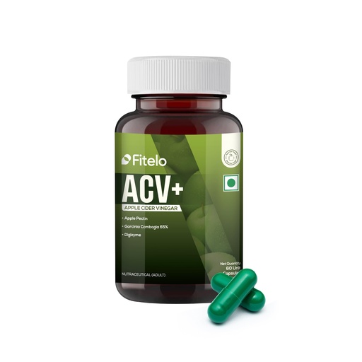 [BRSREHQRBAIBE3L6] Fitelo ACV+ | Advanced Weight Loss Formula | With Garcinia Cambogia & Digestive Enzymes | Boosts Metabolism & Supports Gut Health | 60 Veg Capsules