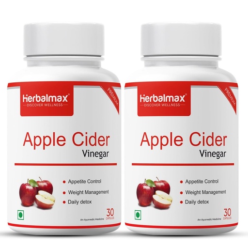 [BRSWYYYPAR7RYGQ4] Herbal Max Organics Apple Cider Vinegar Capsules with The Mother – 800mg ACV Supplement | Pure & Natural Apple Cider Vinegar for Daily Use, 30 Veg Count per Bottle, Pack of 2
