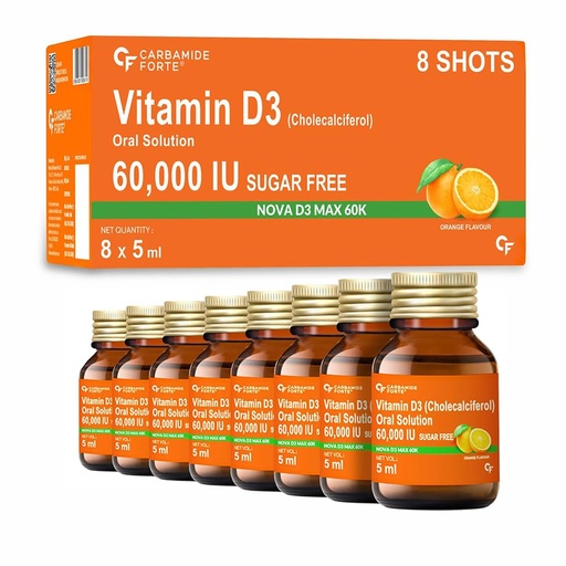 [BRSRECAFOB7AA2D6] Carbamide Forte Vitamin D3 60000IU I Cholecalciferol Vitamin D3 60000 IU Oil Based & Sugar Free Nano Shots I Once in A Week - 5ml