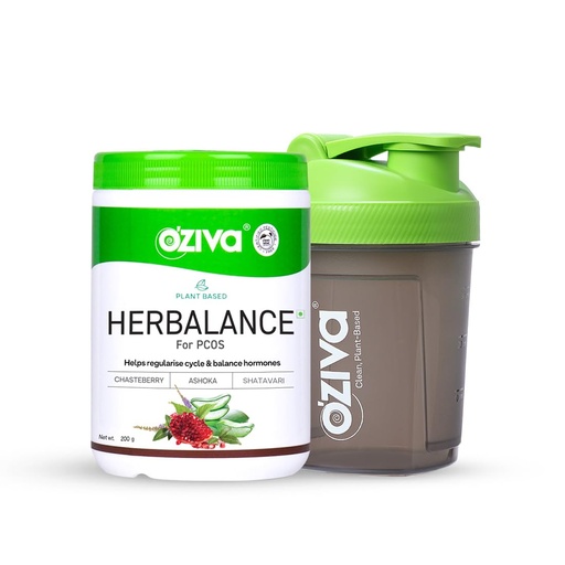 [BRSREZIFB4FWADY7] OZiva Plant based HerBalance for PCOS for Hormonal Balance 200gm + Shaker