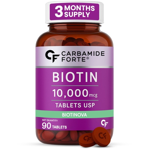 [BRSRGFIOBEBR6DLV] Carbamide Forte Biotin Tablets for Hair Growth | Biotin Supplement 10000 mcg | Hair Supplements for Women & Men | 90 Hair Growth Tablets - 3 Months Supply