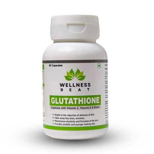 [BRSROGT4OF7AOEQ6] Wellness Beat L-Glutathione Capsules with Vitamin E & C for Healthy Glowing & Brightening Skin | Immune & Antioxidant Support, Biotin, Grape Seed Extract & Alpha Lipoic Acid (500mg)