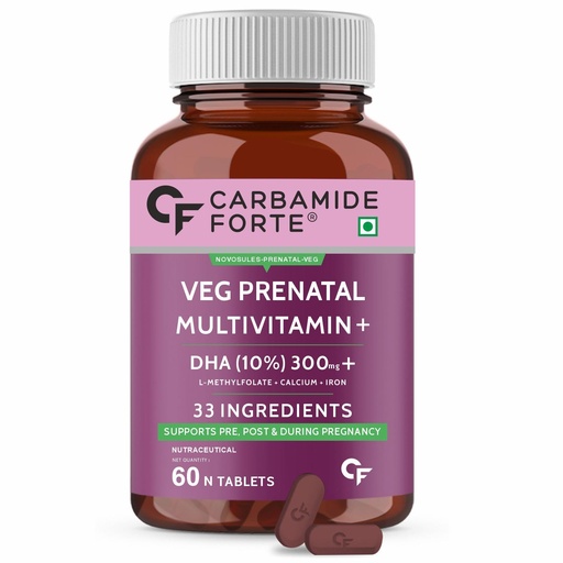 [BRSW2ELRPIMBQ33P] Carbamide Forte Veg Prenatal | Multivitamin for Pregnancy with DHA 300mg | Multivitamin for Women - 60 Tablets