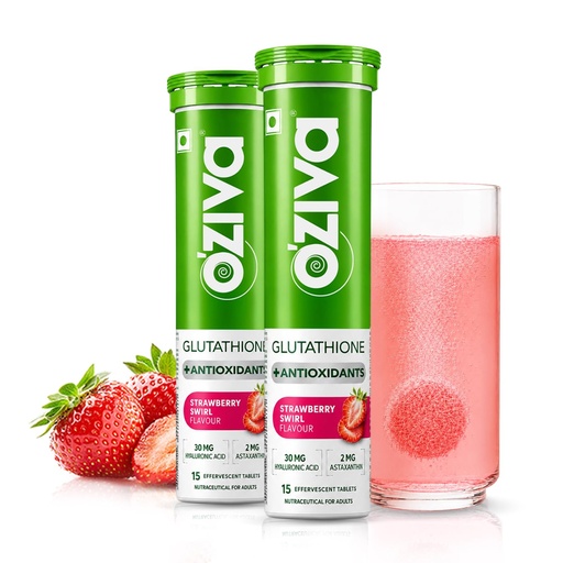 [BRSREZY6CAMQ4ADU] OZiva Bioactive Glutathione Tablets, Strawberry Swirl, 30 Tabs, Pack of 2