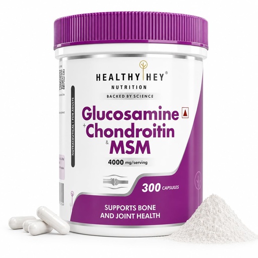 [BRSW2AY5OAFROHTD] HealthyHey Nutrition Double Strength Glucosamine Chondroitin and MSM for Cartilage; Joint and Bone 300 Capsules