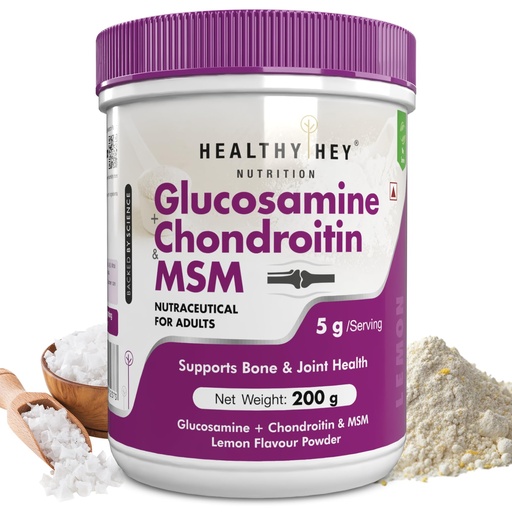 [BRSRMAYPOQBRUCLA] HealthyHey Nutrition Glucosamine + Chondroitin & MSM Powder - Lemon Flavour - 200g