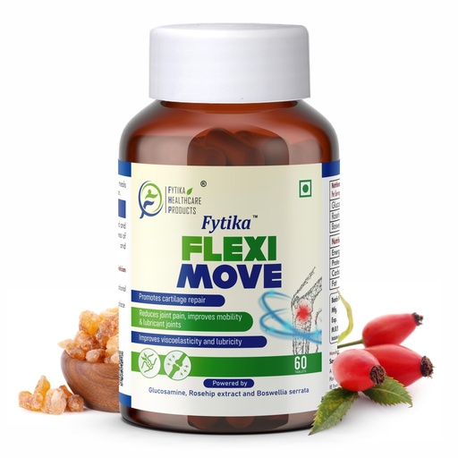 [BRSRMCYTC4CA2YLK] FYTIKA Flexi Move - 60 Tablets (Pack of 1)| Glucosamine, Rosehip Powder, Boswellia Extract | 4 in 1 Formula that Supports Your Bone, Joint, And Cartilage Health | For Men and Women