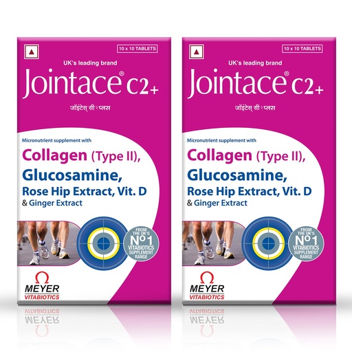 [BRSROH3QBAMBYD34] Jointace C2 Plus Tablets With Collagen 2, Glucosamine, Vitamin D, Rosehip Extract To Provide Joint Support & Strength, Reduce Joint Pain,| Nonvegetarian 10 Tablets (Pack Of 2) (2 STRIP)