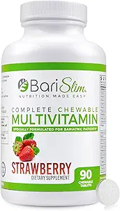 [BRSW2ED3BUOWMHLB] BariSlim Chewable Bariatric Multivitamin - 45mg Iron - Tailored for Post Bariatric Surgery, Including Gastric Bypass & Gastric Sleeve - Support Your Recovery Journey | Strawberry Flavor