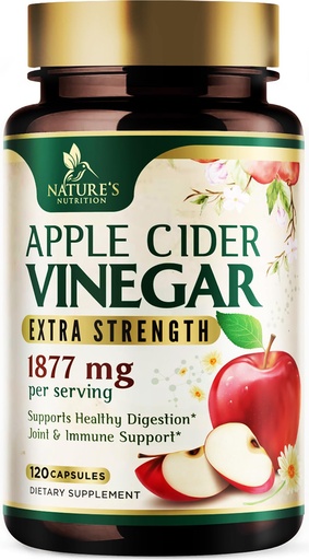 [BRSWG236BYCGOF3J] Apple Cider Vinegar Capsules 1877mg per Serving - Extra Strength Detox & Cleanse with Vitamin D & Zinc - Premium ACV, Joint Natural Digestion & Immune Support - Vegetarian Supplement - 120 Capsules