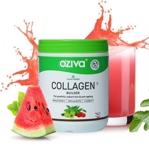 [BRSRO2TYBUPG2A3Z] OZiva Vegan Collagen Powder, Skin, Hair & Nails, Biotin, Watermelon, 125g
