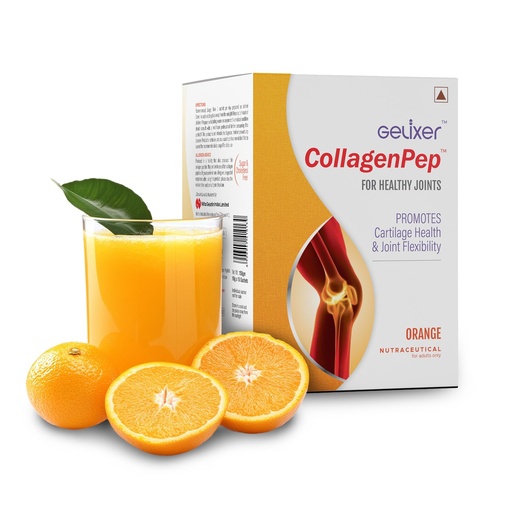 [BRSWKHDQCVYBUHA5] CollagenPep (Orange Flavour) 150gm, Premium Proven Japanese Bovine Collagen Peptide for Joint pain due to Osteoarthritis (Pack of 10g X 15 Sachets)
