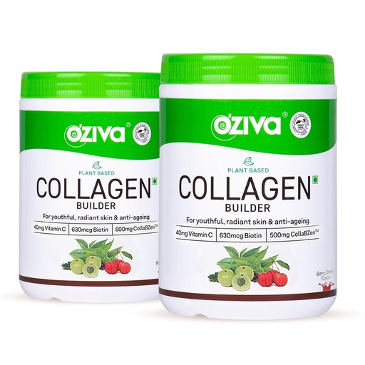 [BRSRMEIROAMB6ELO] OZiva Vegan Collagen Powder, Skin, Hair & Nails, Biotin, Berry Orange, 200g