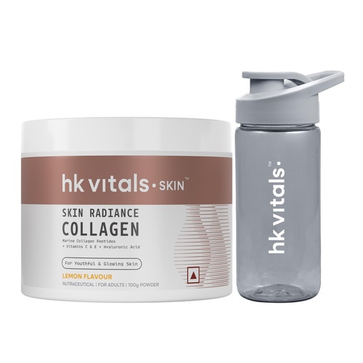 [BRSRACYNOZYQKCAY] hk vitals Skin Radiance Marine Collagen Supplement, Lemon, 100g + Sipper