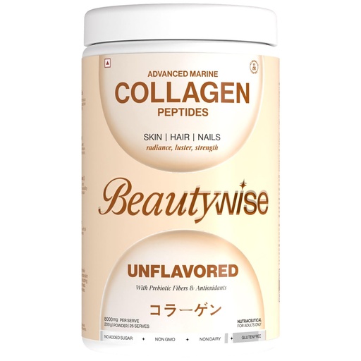 [BRSRABT5BZ4BGDY7] Beautywise Advanced Hydrolyzed Japanese Marine Collagen with Glutathione | For Radiance, Hydration, Youthful Skin | Fast-Absorbing 200gm, Clinically Proven | Skin, Hair & Nails | Unflovoured (25 Servings)