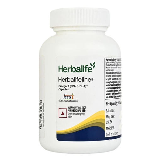 [BRSWGBABCF5BUDY2] Herbalife Herbalifeline Omega-3 Fatty Acids Capsules – 60 Softgels, 90g | EPA & DHA for Heart, Brain & Joint Health