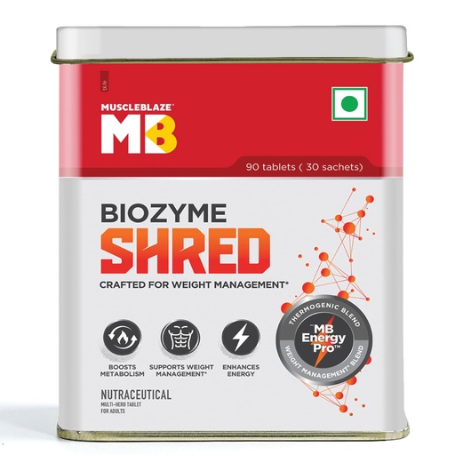 [BRSROAQ2DN6BYYI7] MuscleBlaze Biozyme Shred, 90 Tablets