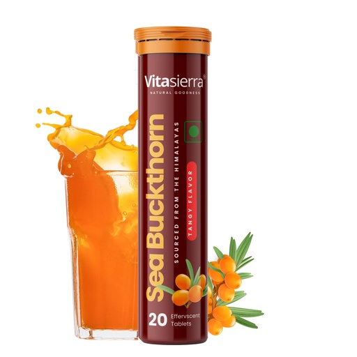 [BRSREZQHOQPAGAD2] Sea Buckthorn Berry Effervescent Tablets (20 Tablets)- Powerhouse of Vitamin C, Omega 3,6,9 & Antioxidant- 3x Concentration, Makes delicious Juice